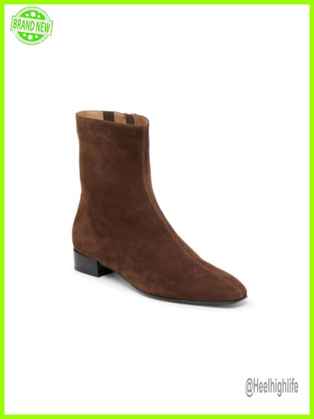 Faux Suede Ankle Boots Chunky Low Heel Square Toe Zipper Dress Booties